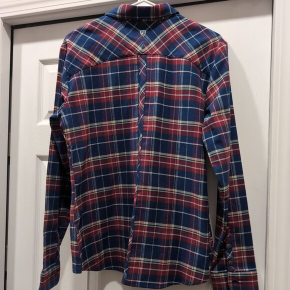 Exc. Kuhl Womens Alina Flannel Button Shirt Large Long Sleeve Plaid Blue Red - Picture 9 of 9